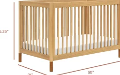 Babyletto Gelato 4-in-1 Convertible Crib w/Toddler Bed Conversion Kit - Honey w/Vegan Tan Leather Feet