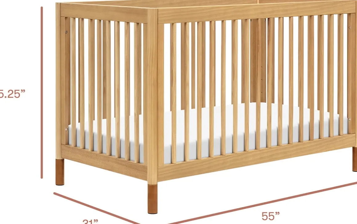 Babyletto Gelato 4-in-1 Convertible Crib w/Toddler Bed Conversion Kit - Honey w/Vegan Tan Leather Feet
