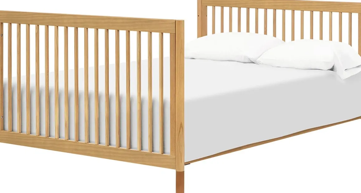 Babyletto Gelato 4-in-1 Convertible Crib w/Toddler Bed Conversion Kit - Honey w/Vegan Tan Leather Feet