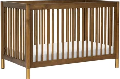 Babyletto Gelato 4-in-1 Convertible Crib w/Toddler Bed Conversion Kit - Natural Walnut & Gold Feet