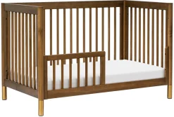 Babyletto Gelato 4-in-1 Convertible Crib w/Toddler Bed Conversion Kit - Natural Walnut & Gold Feet