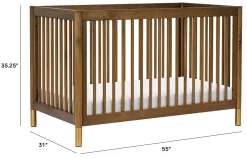 Babyletto Gelato 4-in-1 Convertible Crib w/Toddler Bed Conversion Kit - Natural Walnut & Gold Feet