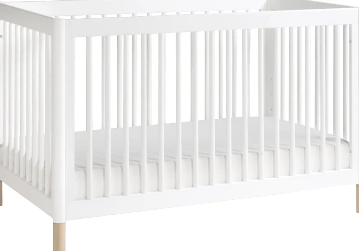 Babyletto Gelato 4-in-1 Convertible Crib w/Toddler Bed Conversion Kit - White w/ Washed Natural Feet