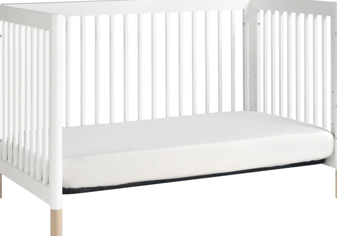 Babyletto Gelato 4-in-1 Convertible Crib w/Toddler Bed Conversion Kit - White w/ Washed Natural Feet