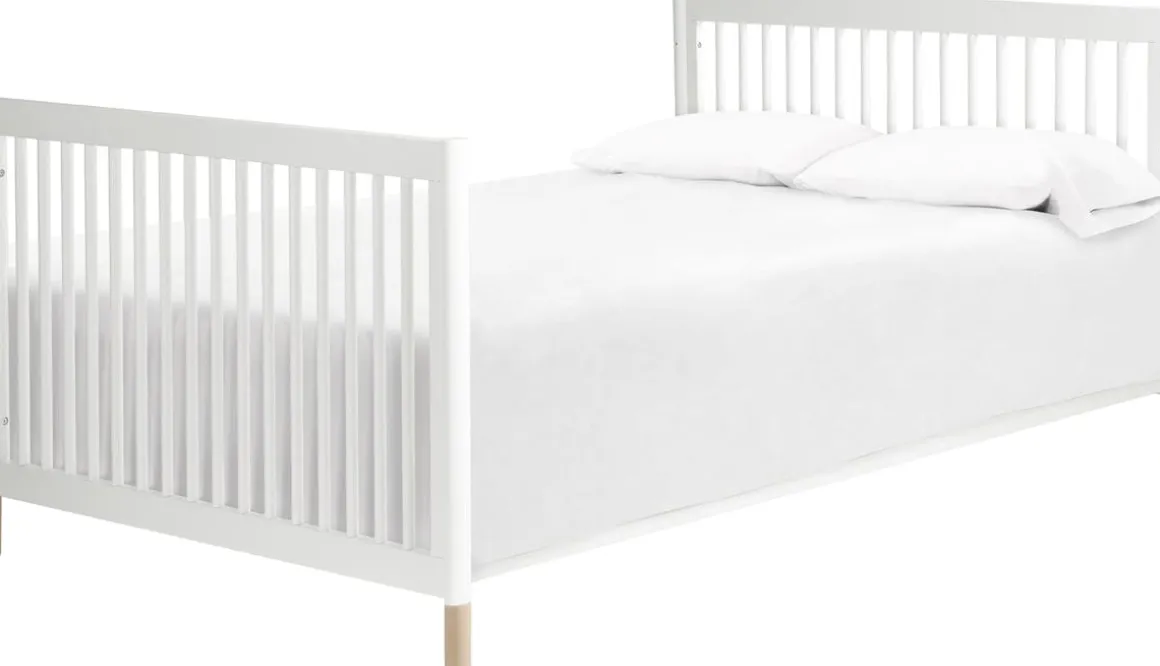 Babyletto Gelato 4-in-1 Convertible Crib w/Toddler Bed Conversion Kit - White w/ Washed Natural Feet