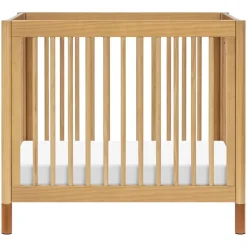 Babyletto Gelato 4-in-1 Convertible Mini Crib - Honey w/ Vegan Tan Leather