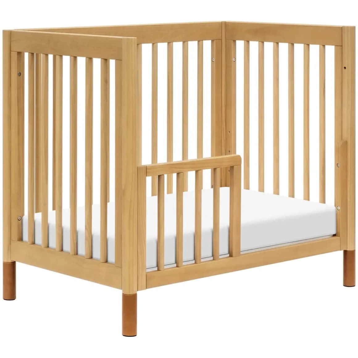 Babyletto Gelato 4-in-1 Convertible Mini Crib - Honey w/ Vegan Tan Leather