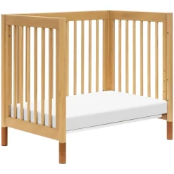 Babyletto Gelato 4-in-1 Convertible Mini Crib - Honey w/ Vegan Tan Leather
