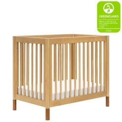 Babyletto Gelato 4-in-1 Convertible Mini Crib - Honey w/ Vegan Tan Leather