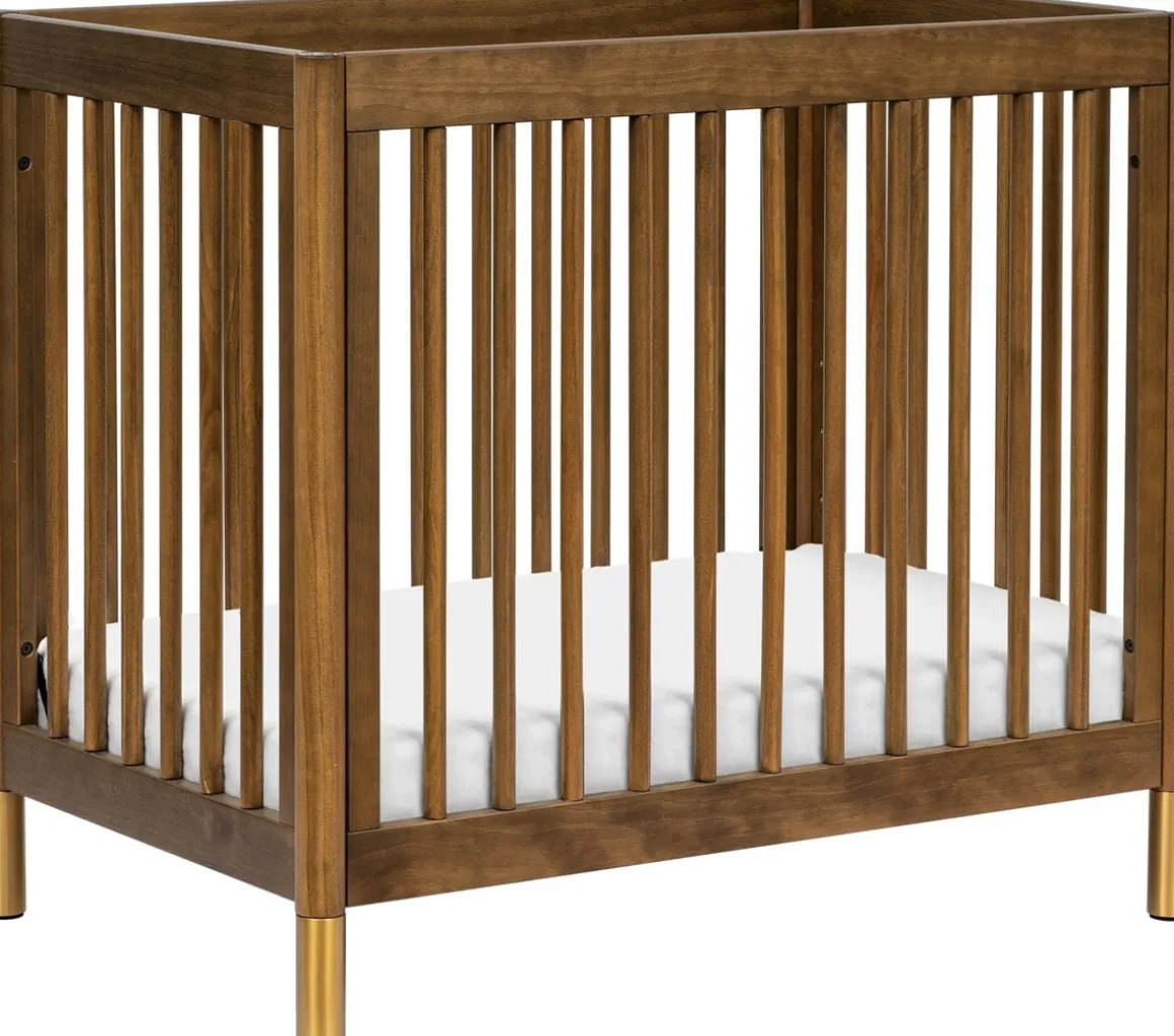 Babyletto Gelato 4-in-1 Convertible Mini Crib - Natural Walnut & Gold Feet