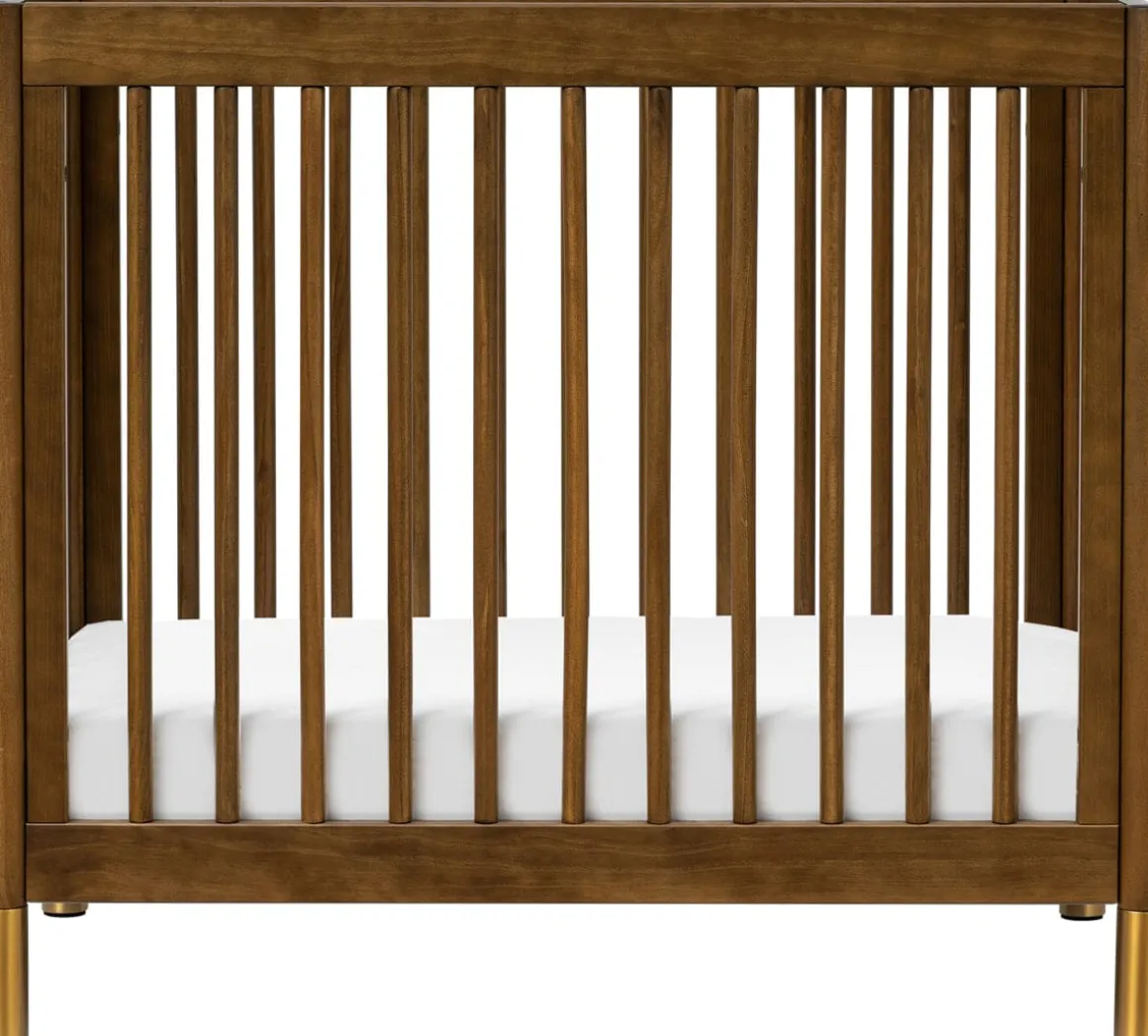 Babyletto Gelato 4-in-1 Convertible Mini Crib - Natural Walnut & Gold Feet