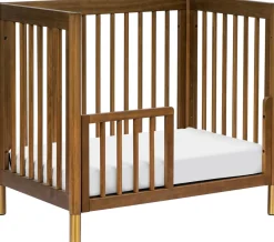 Babyletto Gelato 4-in-1 Convertible Mini Crib - Natural Walnut & Gold Feet