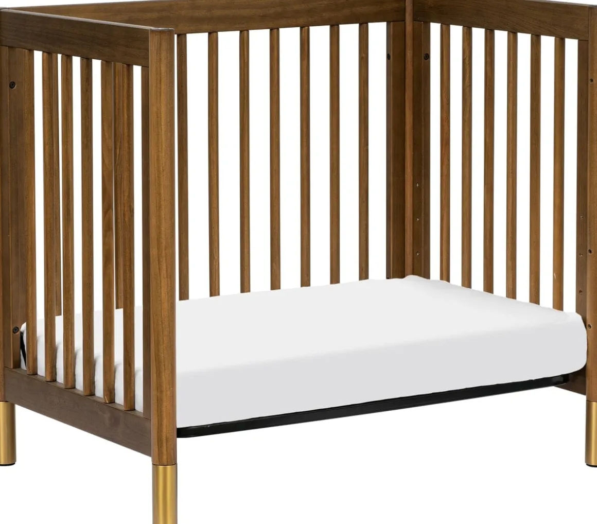 Babyletto Gelato 4-in-1 Convertible Mini Crib - Natural Walnut & Gold Feet
