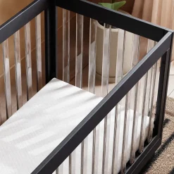 Babyletto Harlow Acrylic 3-in-1 Convertible Crib w/Toddler Bed Conversion Kit - Black / Acrylic