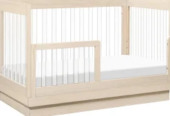 Babyletto Harlow Acrylic 3-in-1 Convertible Crib w/Toddler Bed Conversion Kit - Washed Natural / Acrylic