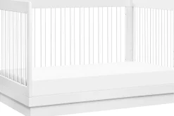 Babyletto Harlow Acrylic 3-in-1 Convertible Crib w/Toddler Bed Conversion Kit - White / Acrylic
