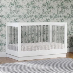 Babyletto Harlow Acrylic 3-in-1 Convertible Crib w/Toddler Bed Conversion Kit - White / Acrylic