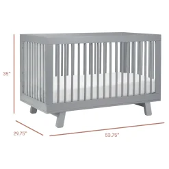 Babyletto Hudson 3-in-1 Convertible Crib with Toddler Bed Conversion Kit - Grey
