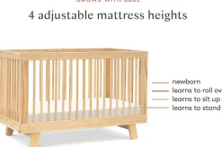 Babyletto Hudson 3-in-1 Convertible Crib with Toddler Bed Conversion Kit - Honey
