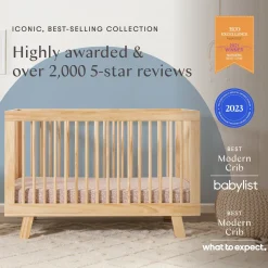 Babyletto Hudson 3-in-1 Convertible Crib with Toddler Bed Conversion Kit - Natural
