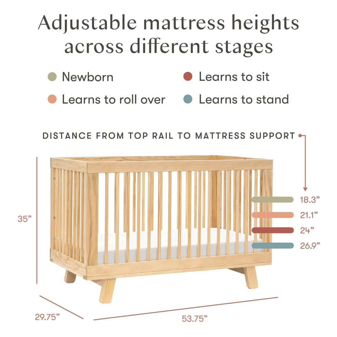 Babyletto Hudson 3-in-1 Convertible Crib with Toddler Bed Conversion Kit - Natural