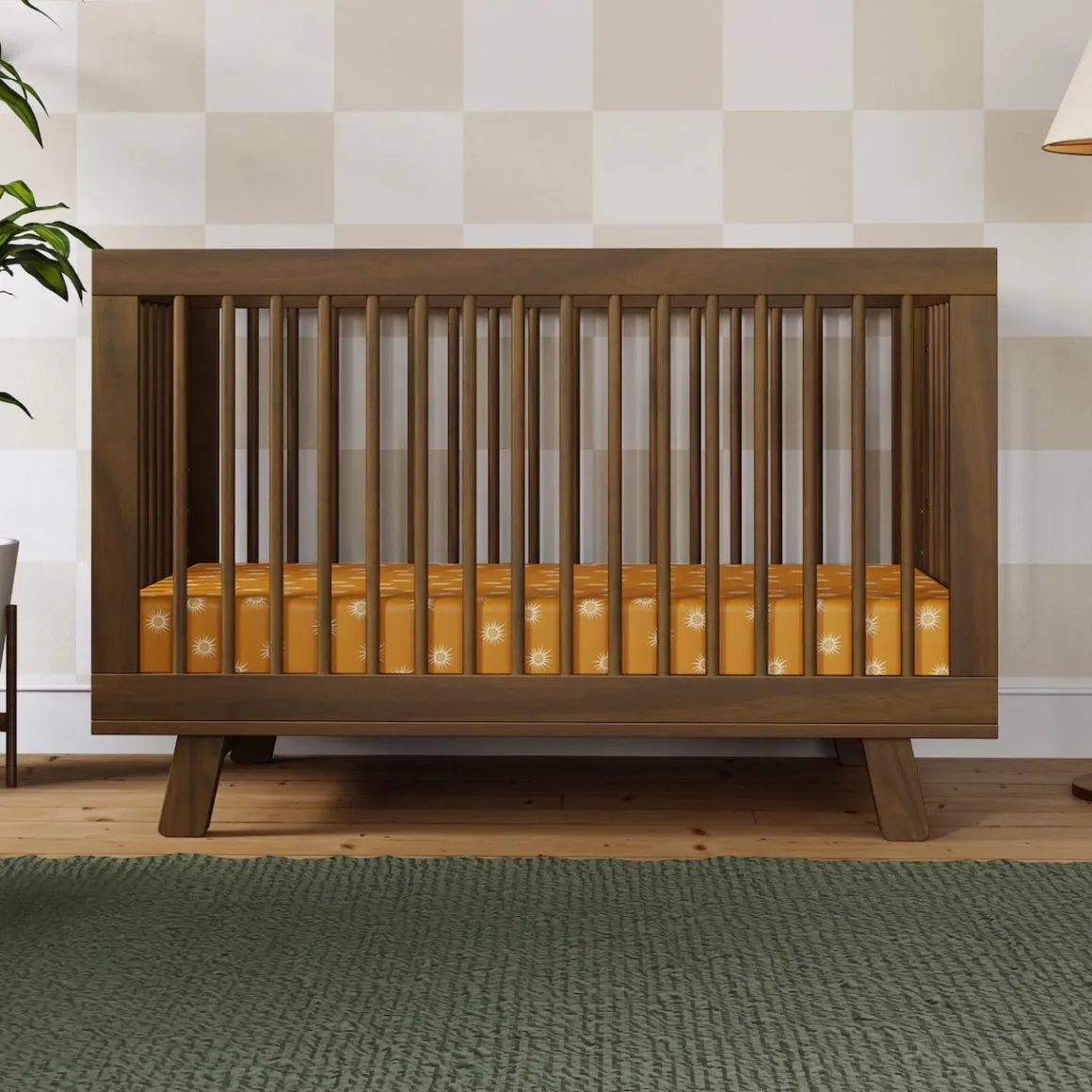 Babyletto Hudson 3-in-1 Convertible Crib with Toddler Bed Conversion Kit - Natural Walnut