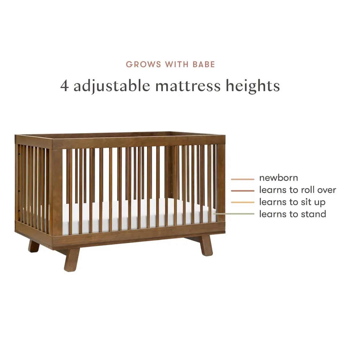 Babyletto Hudson 3-in-1 Convertible Crib with Toddler Bed Conversion Kit - Natural Walnut