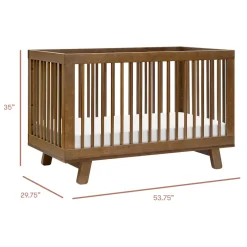 Babyletto Hudson 3-in-1 Convertible Crib with Toddler Bed Conversion Kit - Natural Walnut