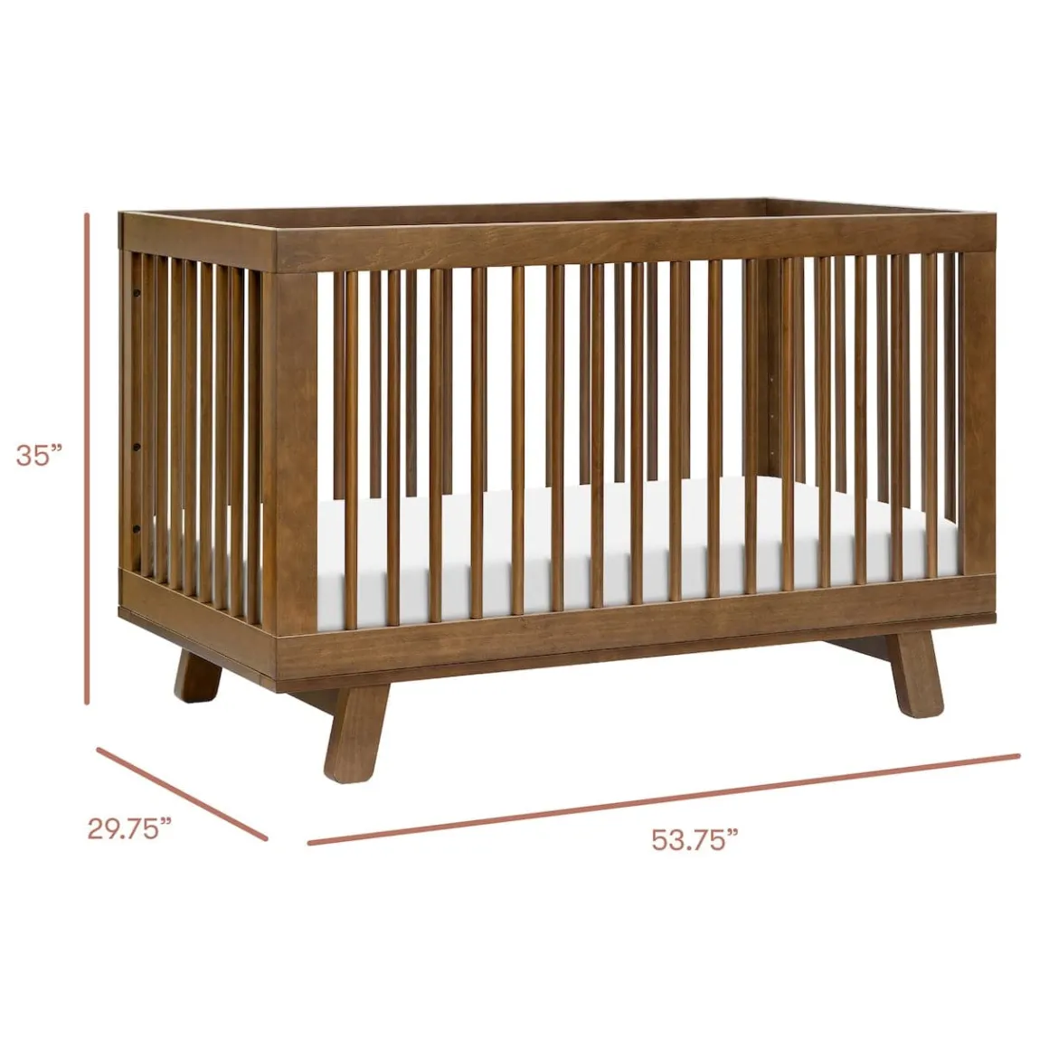 Babyletto Hudson 3-in-1 Convertible Crib with Toddler Bed Conversion Kit - Natural Walnut