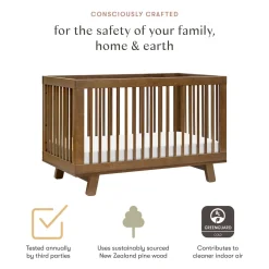 Babyletto Hudson 3-in-1 Convertible Crib with Toddler Bed Conversion Kit - Natural Walnut