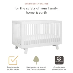 Babyletto Hudson 3-in-1 Convertible Crib with Toddler Bed Conversion Kit - White