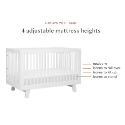 Babyletto Hudson 3-in-1 Convertible Crib with Toddler Bed Conversion Kit - White