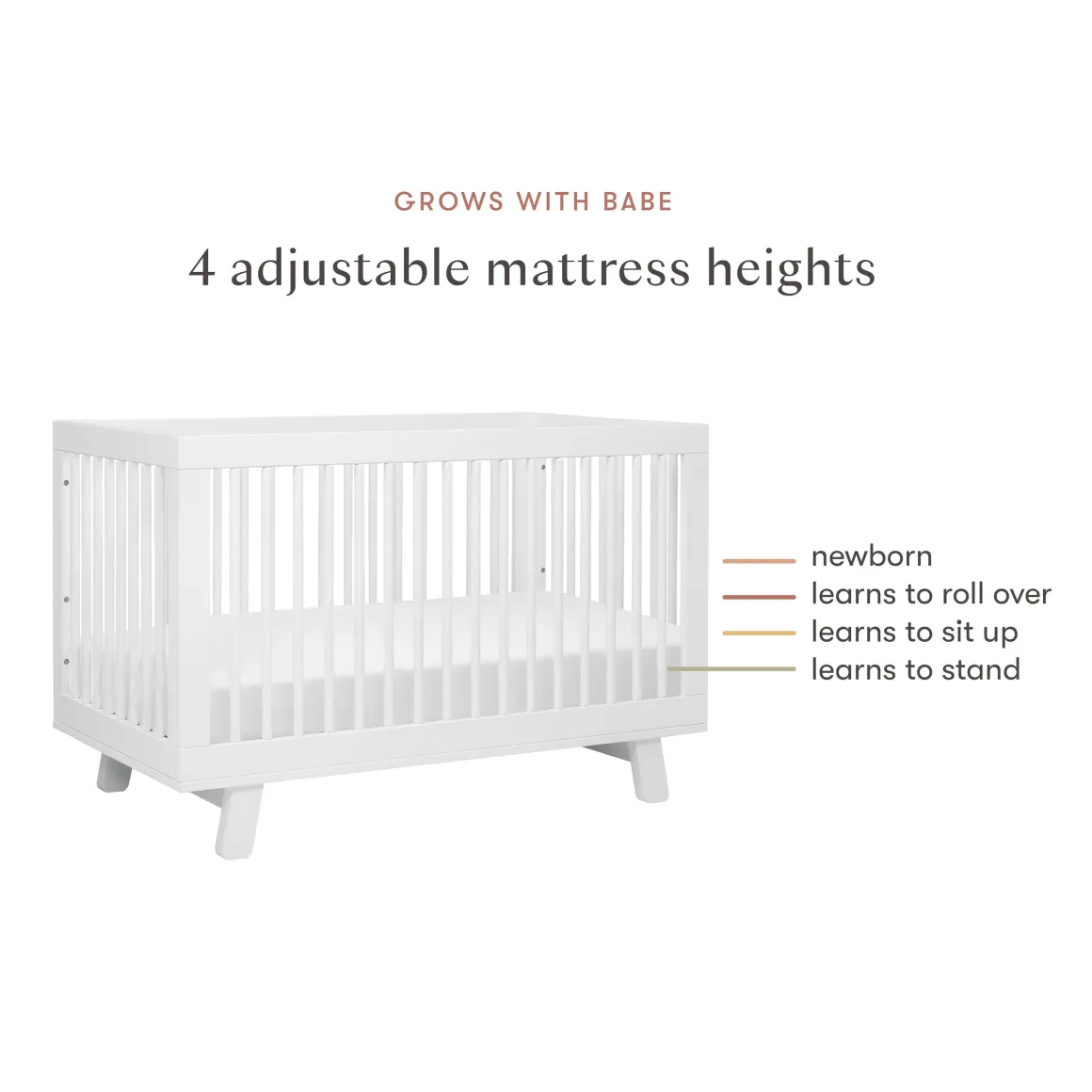 Babyletto Hudson 3-in-1 Convertible Crib with Toddler Bed Conversion Kit - White