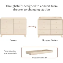 Babyletto Hudson Modern 6-Drawer Assembled Double Dresser - Washed Natural