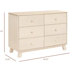 Babyletto Hudson Modern 6-Drawer Assembled Double Dresser - Washed Natural