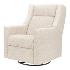 Babyletto Kiwi Deluxe Power Recliner and Swivel Glider with Heat and Massage - Almond Teddy Loop