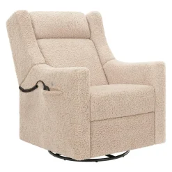 Babyletto Kiwi Deluxe Power Recliner and Swivel Glider with Heat and Massage - Chai Shearling