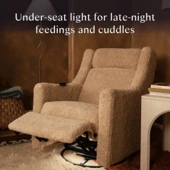 Babyletto Kiwi Deluxe Power Recliner and Swivel Glider with Heat and Massage - Chai Shearling