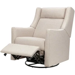 Babyletto Kiwi Deluxe Power Recliner and Swivel Glider with Heat and Massage - Performance Beach Eco-Weave