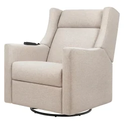 Babyletto Kiwi Deluxe Power Recliner and Swivel Glider with Heat and Massage - Performance Beach Eco-Weave