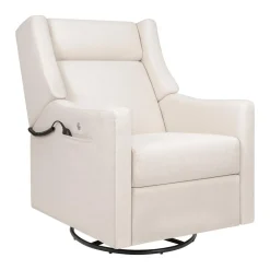 Babyletto Kiwi Deluxe Power Recliner and Swivel Glider with Heat and Massage - Performance Cream Eco-Weave