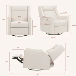 Babyletto Kiwi Deluxe Power Recliner and Swivel Glider with Heat and Massage - Performance Cream Eco-Weave