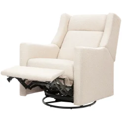Babyletto Kiwi Deluxe Power Recliner and Swivel Glider with Heat and Massage - Performance Ivory Boucle