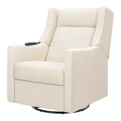 Babyletto Kiwi Deluxe Power Recliner and Swivel Glider with Heat and Massage - Performance Ivory Boucle