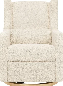 Babyletto Kiwi Electronic Glider Recliner w/ USB - Almond Teddy Loop w/Light Wood Base