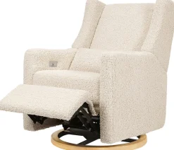 Babyletto Kiwi Electronic Glider Recliner w/ USB - Almond Teddy Loop w/Light Wood Base