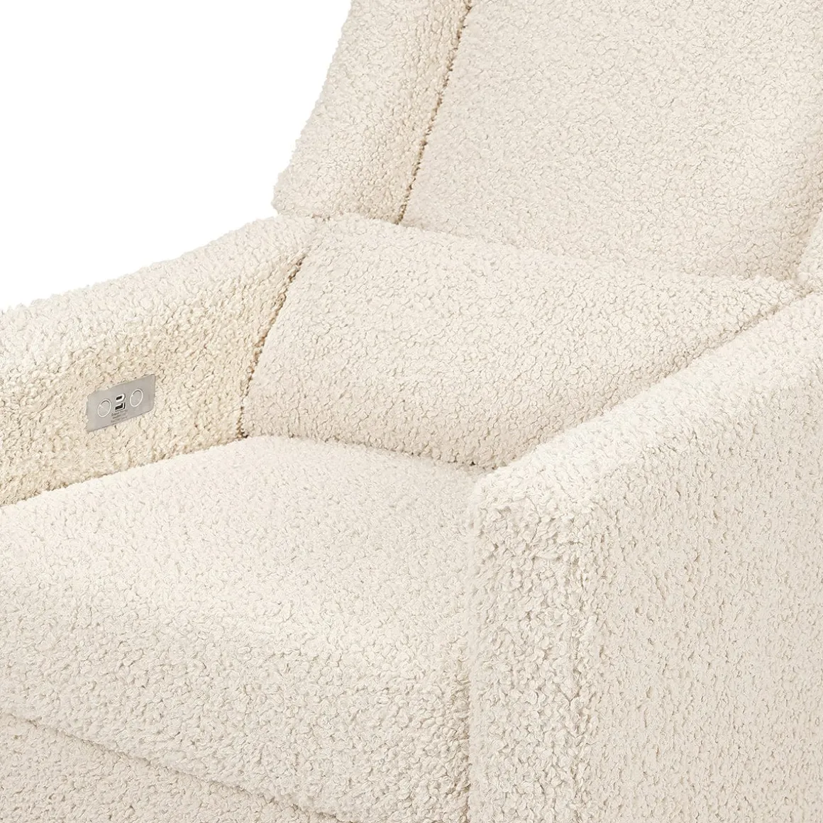 Babyletto Kiwi Electronic Glider Recliner w/ USB - Almond Teddy Loop w/Light Wood Base