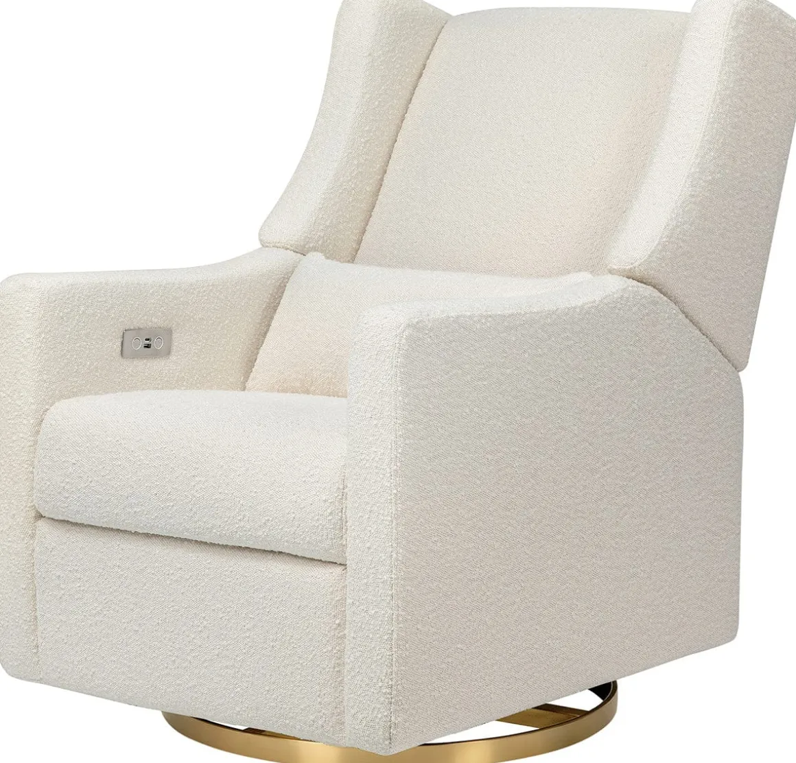 Babyletto Kiwi Electronic Glider Recliner w/ USB - Ivory Boucle w/ Gold Base