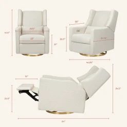 Babyletto Kiwi Electronic Glider Recliner w/ USB - Ivory Boucle w/ Gold Base