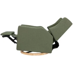Babyletto Kiwi Electronic Glider Recliner w/ USB - Olive Boucle w/ Light Wood Base